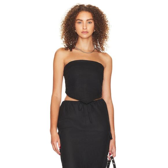 FAITHFULL THE BRAND La Loza Linen Tube Top - M Black - Picture 1 of 4